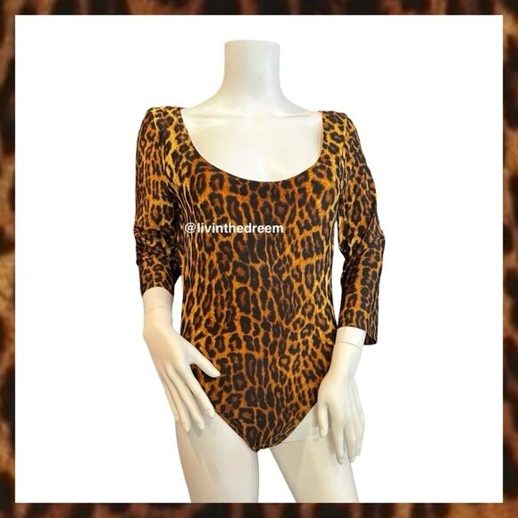 #T163 NWOT NORMA KAMALI Women's Pantera Leopard Print Scoop Neck Bodysuit $145 - Picture 7 of 16
